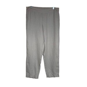 EILEEN FISHER - WOMEN MEDIUM - GRAY ELASTIC WAIST 100% ORGANIC LINEN CAPRI PANTS